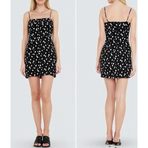 Bardot Womens Mini Graphic Spot Dress Spaghetti Straps Sleeveless Size 4 Black